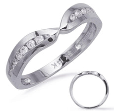 ESTATE .17CT DIAMOND 14KT WHITE GOLD 3D CLASSIC CHANNEL V SHAPE ANNIVERSARY RING