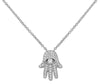 ESTATE .15CT DIAMOND 14KT WHITE GOLD CLASSIC CHAMSA HAMSA SIDEWAY LUCKY NECKLACE