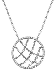 .17CT DIAMOND 14KT WHITE GOLD 3D CIRCLE OF LIFE CRISS CROSS CHAIN FUN NECKLACE