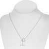 ESTATE .11CT DIAMOND 14KT WHITE GOLD 3D HEXAGON LOVE KNOT LARIAT NECKLACE
