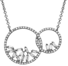.41CT DIAMOND 14KT WHITE GOLD ROUND & BAGUETTE CIRCLE OF LIFE LOVE KNOT NECKLACE