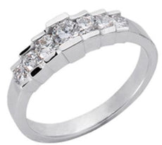 .38CT DIAMOND 14K WHITE GOLD CLASSIC CHANNEL GRADUATING PYRAMID ANNIVERSARY RING