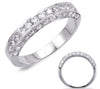 ESTATE .80CT DIAMOND 14K WHITE GOLD CLASSIC 3 ROW SEMI ETERNITY ANNIVERSARY RING