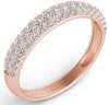 .59CT DIAMOND 14KT ROSE GOLD CLASSIC 3 ROW PAVE SEMI ETERNITY ANNIVERSARY RING
