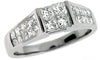 LARGE 1.30CT DIAMOND 14KT WHITE GOLD CLASSIC PRINCESS INVISIBLE SQUARE MENS RING