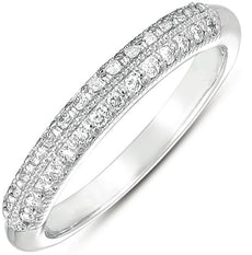 .23CT DIAMOND 14KT WHITE GOLD CLASSIC 2 ROW PAVE SEMI ETERNITY ANNIVERSARY RING