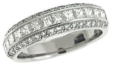 1.01CT DIAMOND 14KT WHITE GOLD 3D 3 ROW CHANNEL SEMI ETERNITY ANNIVERSARY RING