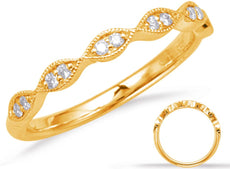 .11CT DIAMOND 14KT YELLOW GOLD 3D MULTI LEAF FILIGREE MILGRAIN ANNIVERSARY RING