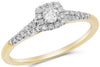 ESTATE .33CT DIAMOND 14KT WHITE & YELLOW GOLD 3D ROUND SQUARE HALO PROMISE RING