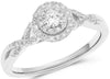 ESTATE .36CT DIAMOND 14KT WHITE GOLD 3D ROUND CLUSTER FLOWER INFINITY LOVE RING