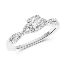 .35CT DIAMOND 14KT WHITE GOLD ROUND SQUARE HALO INFINITY FRIENDSHIP PROMISE RING