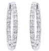 ESTATE 1.04CT DIAMOND 14KT WHITE GOLD 3D CLASSIC ROUND INSIDE OUT HOOP EARRINGS