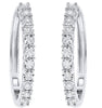 ESTATE .87CT DIAMOND 14KT WHITE GOLD 3D CLASSIC ROUND HOOP EARRINGS