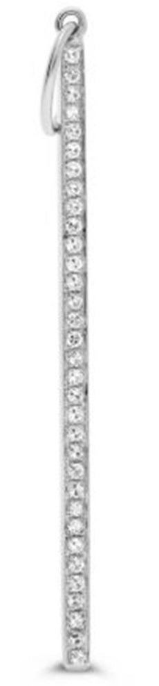 ESTATE .11CT DIAMOND 14KT WHITE GOLD 3D CLASSIC LONG BAR FLOATING PENDANT