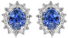 1.04CT DIAMOND & AAA SAPPHIRE 14KT WHITE GOLD ROUND & OVAL CLASSIC STUD EARRINGS