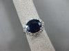 ESTATE WIDE 7.92CT DIAMOND & SAPPHIRE 14KT WHITE GOLD OVAL HALO ENGAGEMENT RING