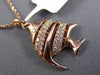 ESTATE .26CT DIAMOND 14KT ROSE GOLD HANDCRAFTED 3D LUCKY FISH FLOATING PENDANT