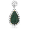 LARGE 21.6CT DIAMOND & AAA EMERALD 18KT TWO TONE GOLD TEAR DROP HANGING EARRINGS
