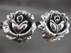 ESTATE MASSIVE 925 SILVER 3D HANDCRAFTED ROSE FLOWER CLIP ON EARRINGS #24070