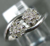 ESTATE .25CT DIAMOND 14KT WHITE GOLD DOUBLE FLOWER CLUSTER CRISS CROSS LOVE RING