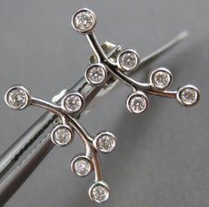 ESTATE .26CT DIAMOND 14KT WHITE GOLD 3D CLASSIC LEAF BRANCH ETOILE STUD EARRINGS