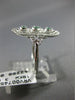 ANTIQUE .40CT DIAMOND & AAA EMERALD 18KT WHITE GOLD 3 STONE OVAL FILIGREE RING