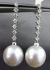 ESTATE .42CT DIAMOND & SOUTH SEA PEARL 18KT WHITE GOLD CLASSIC HANGING EARRINGS