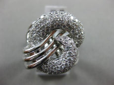 ESTATE WIDE 1.94CT DIAMOND 18K WHITE GOLD MULTI ROW PAVE INFINITY LOVE KNOT RING