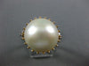 ESTATE EXTRA LARGE 1.33CT DIAMOND & MABE PEARL 14KT WHITE GOLD FLEUR DE LIS RING