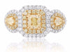 ESTATE 1.66CT WHITE & FANCY YELLOW DIAMOND 18KT 2 TONE GOLD HALO ENGAGEMENT RING