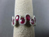 ESTATE WIDE .90CT DIAMOND & AAA RUBY 18K WHITE GOLD WAVE ETOILE ANNIVERSARY RING