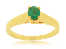 .35CT AAA EMERALD 14KT YELLOW GOLD 3D OVAL LUCIDA SOLITAIRE FUN RING