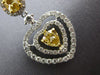 ESTATE LARGE 2.34CT WHITE & FANCY YELLOW DIAMOND 18KT 2 TONE GOLD HEART EARRINGS