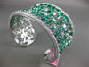 LARGE 24.73CT DIAMOND & AAA COLOMBIAN EMERALD 18KT WHITE GOLD 3D BANGLE BRACELET