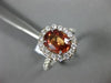 ESTATE 2.71CT DIAMOND & AAA ORANGE SAPPHIRE 18KT WHITE GOLD HALO ENGAGEMENT RING