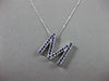 ESTATE LARGE .66CT AAA SAPPHIRE 14KT WHITE GOLD 3D " M " INITIAL PENDANT #16514