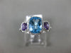 ESTATE 2.13CT ROUND DIAMOND & AAA AMETHYST & BLUE TOPAZ 14K WHITE GOLD HALO RING