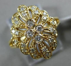 ESTATE WIDE .36CT ROUND DIAMOND 14K YELLOW GOLD 3D FILIGREE MILGRAIN FLOWER RING