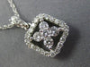 ESTATE .50CT DIAMOND 14K WHITE GOLD 3D OPEN FLOWER SQUARE FLOATING PENDANT CHAIN