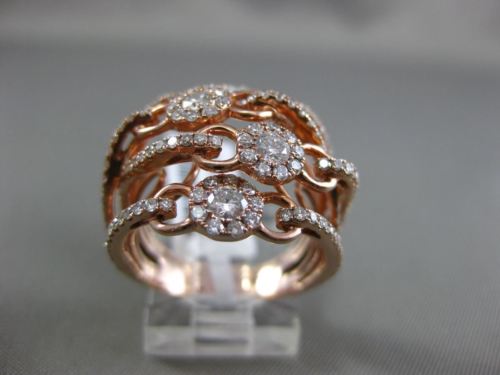 ESTATE LARGE 1.56CT DIAMOND 18KT ROSE GOLD 3D MULTI ROW CRISS CROSS FLOWER RING
