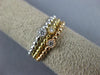 ESTATE WIDE .11CT ROUND CUT DIAMOND 18K TRI COLOR GOLD BEADED STACKABLE FUN RING
