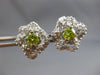 ESTATE 1.30CT WHITE & FANCY YELLOW DIAMOND 14KT WHITE GOLD FLOWER STUD EARRINGS