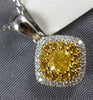ESTATE 1.40CT WHITE & FANCY YELLOW DIAMOND 18KT 2 TONE GOLD SQUARE HALO PENDANT