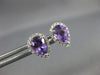 ESTATE 2.21CT DIAMOND & AAA AMETHYST 14K WHITE GOLD TEAR DROP HALO STUD EARRINGS