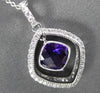 ESTATE LARGE 1.55CTW DIAMOND & AAA EXTRA FACET AMETHYST 14KT WHITE GOLD PENDANT