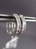 ESTATE .29CT BAGUETTE DIAMOND 14K WHITE GOLD 3D CLASSIC HUGGIE HOOP EARRINGS 2mm