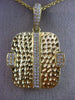 ESTATE .32CT DIAMOND 18KT YELLOW GOLD 3D SQUARE HAMMERED FLOATING FUN PENDANT