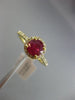 ESTATE 1.48CT DIAMOND & AAA RUBY 14KT YELLOW GOLD 3D ROUND HALO ENGAGEMENT RING