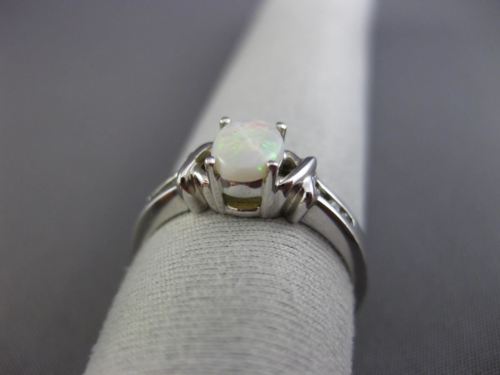 ESTATE .34CT DIAMOND & AAA OPAL 14KT WHITE GOLD 3D OVAL X LOVE FRIENDSHIP RING
