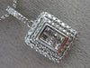 ESTATE LARGE 1CT DIAMOND 14K WHITE GOLD RECTANGULAR FILIGREE DOUBLE HALO PENDANT